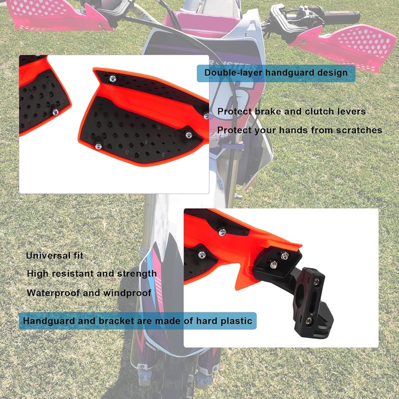 HAONEL Universal Dirt Bike Handguards 7/8" 22mm Plastic Motorcycle Handlebar Lever Hand Protector Accessories for Off-Road Motocross Enduro ATV Pit Bike(Red and Black) - Image 2